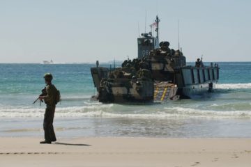 Forces from the United States, Australia, & Japan Stage an Amphibious Assault